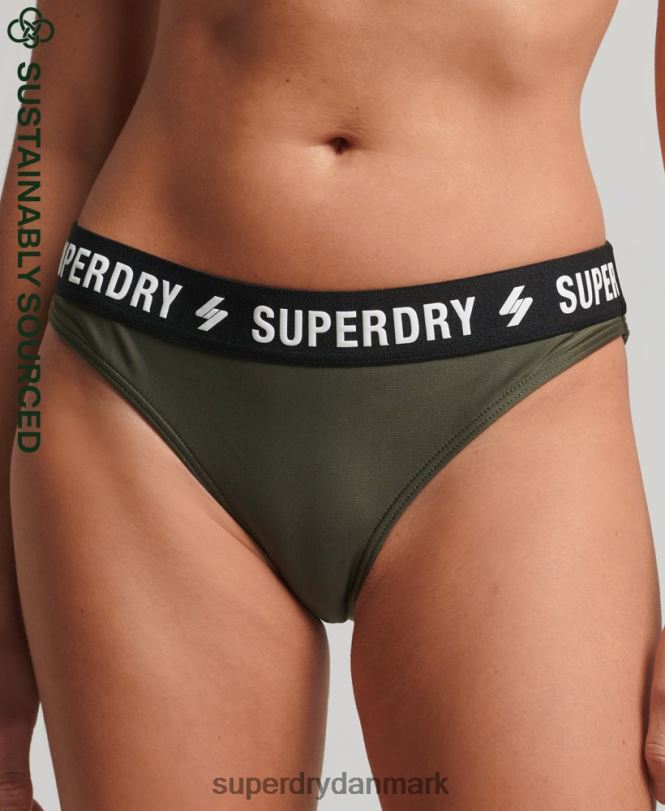 Superdry kaki Kvinder tøj elastiske genanvendte bikinitrusser 868VH3231