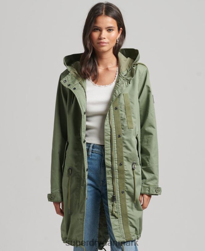 Superdry kaki Kvinder tøj field parka frakke 868VH5663