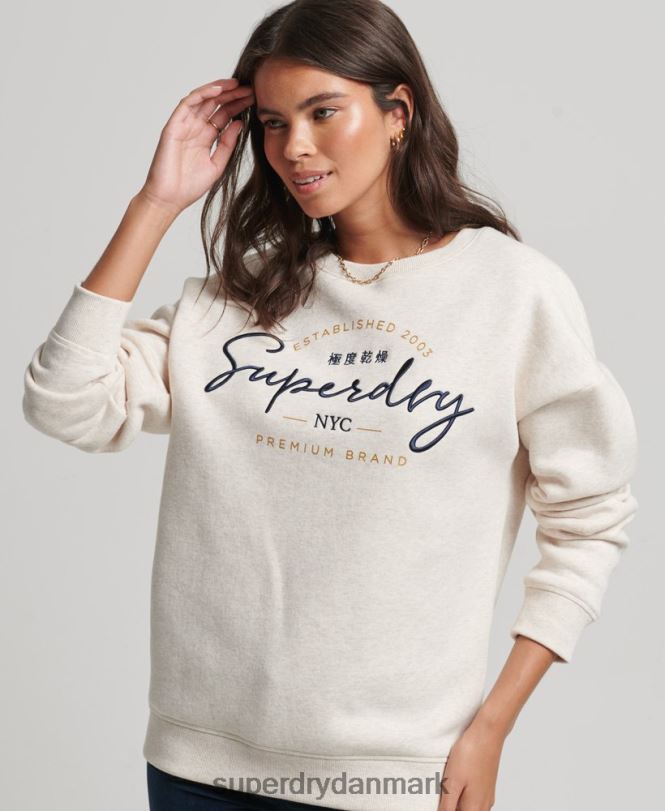 Superdry beige Kvinder tøj etableret crew sweatshirt 868VH3499