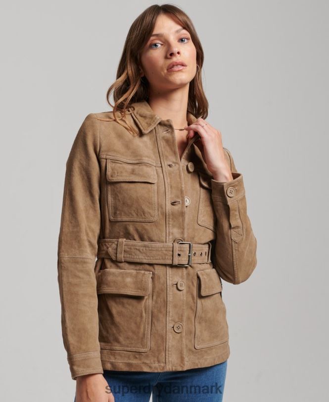 Superdry beige Kvinder tøj Studios ruskind safarijakke 868VH3522