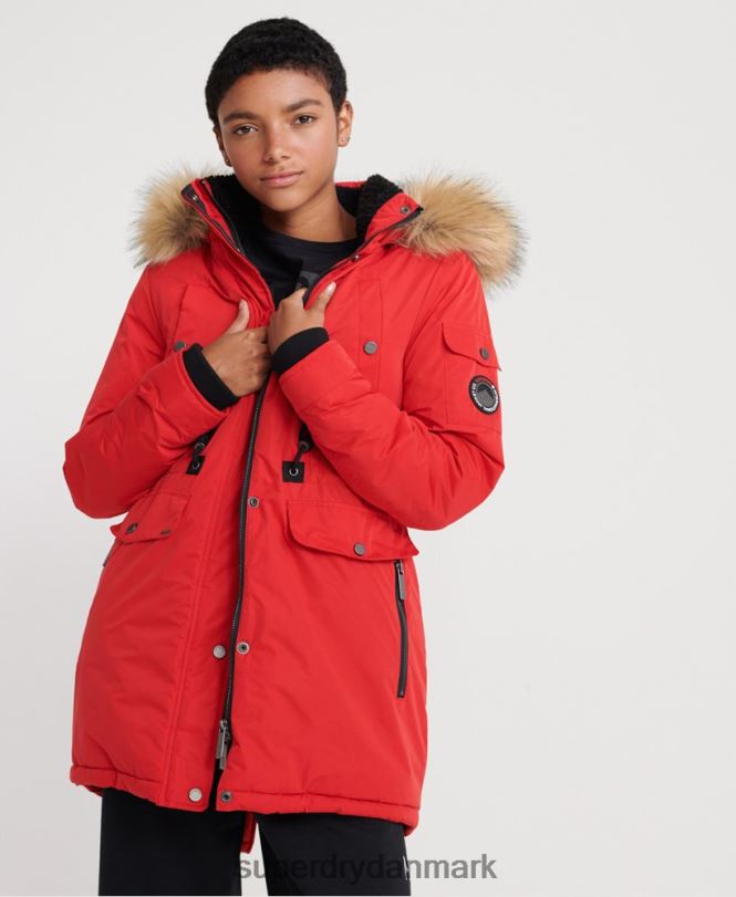 Superdry rød Kvinder tøj nadare mikrofiber parka 868VH5643