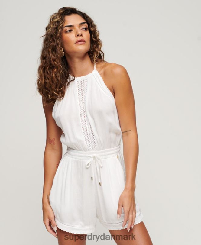 Superdry hvid Kvinder tøj halter neck playsuit 868VH2089