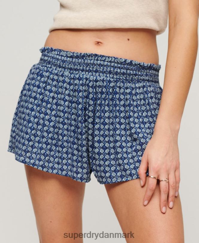 Superdry blå Kvinder tøj smockede strandshorts 868VH2056