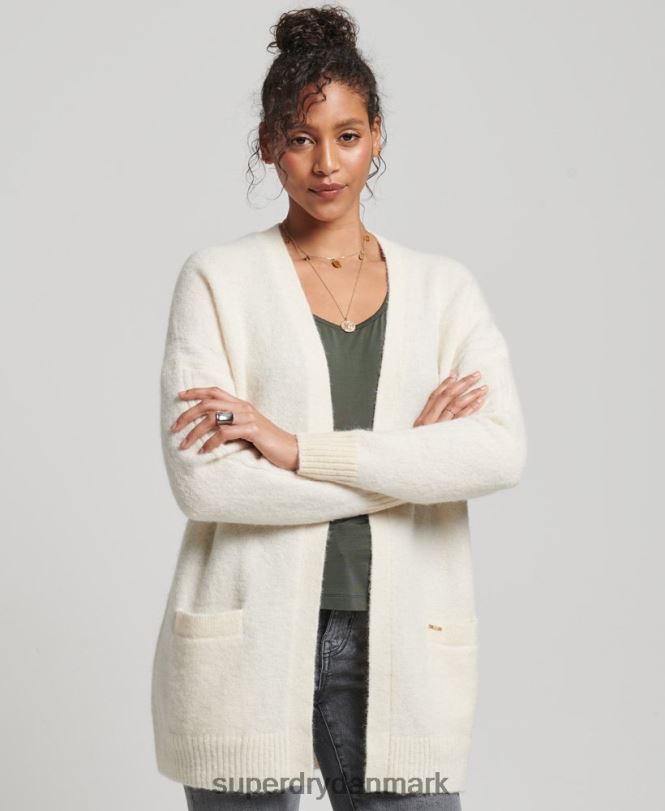 Superdry hvid Kvinder tøj studios lang cardigan 868VH4008