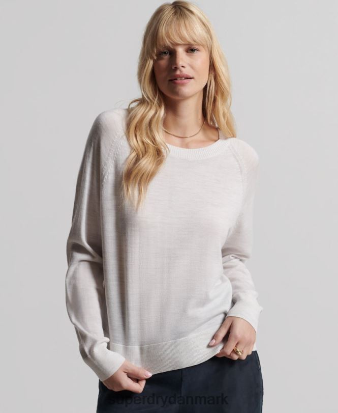 Superdry lysegrå Kvinder tøj merino crew jumper 868VH6712