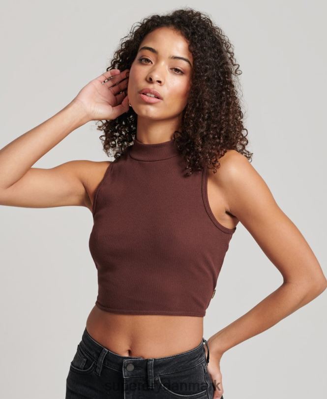 Superdry Brun Kvinder tøj cropped mock-neck tanktop 868VH2954