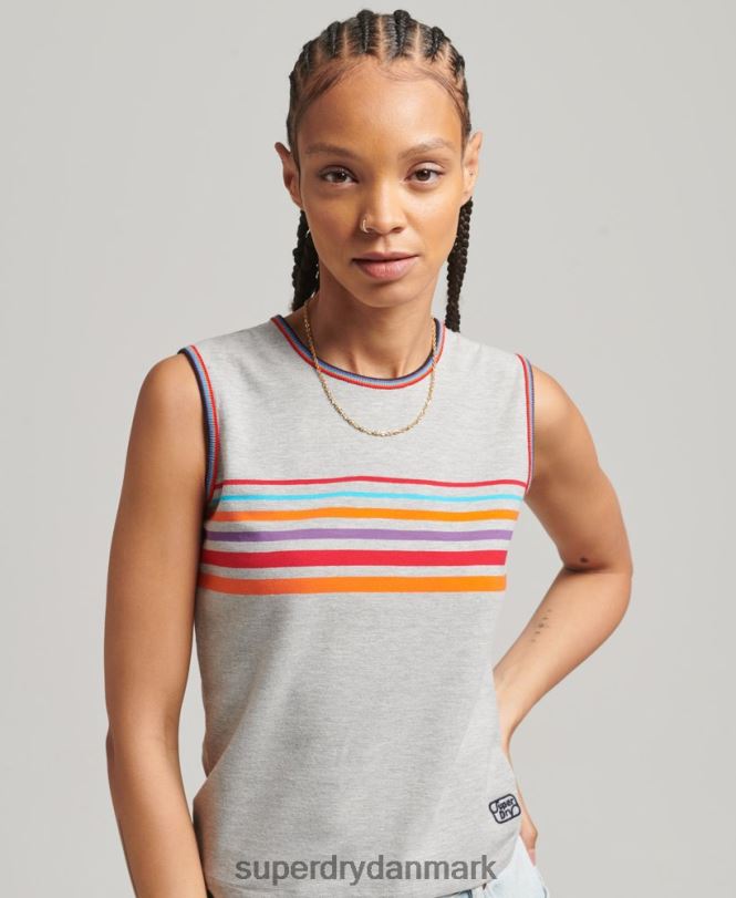 Superdry grå Kvinder tøj cali stribet tanktop 868VH6527