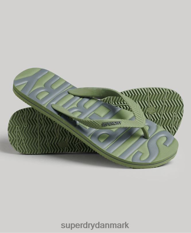 Superdry kaki Mænd sko veganske flip flops 868VH1906