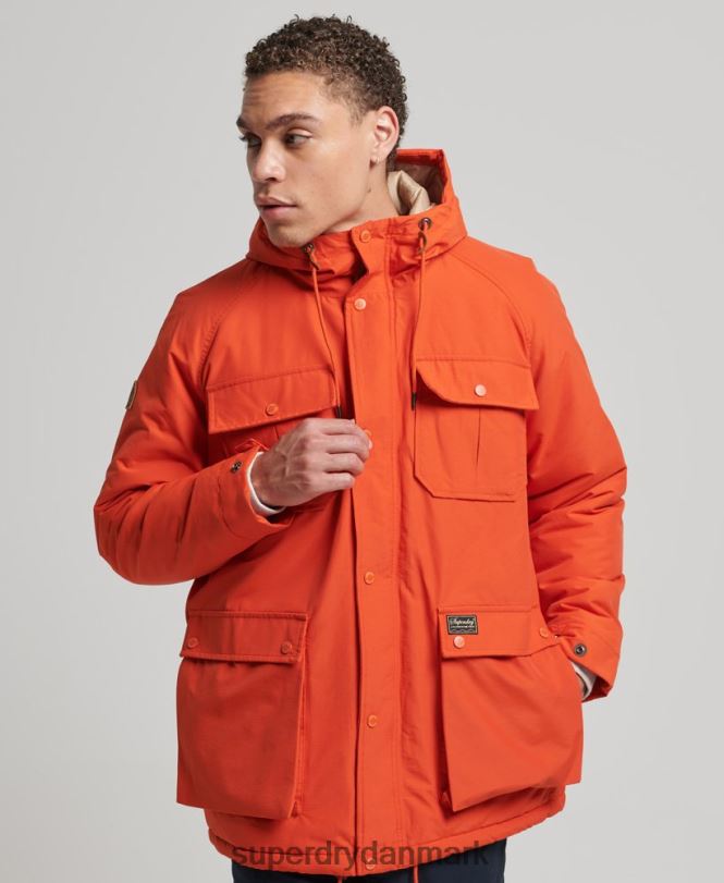 Superdry orange Mænd tøj bjergpolstret parkafrakke 868VH4532