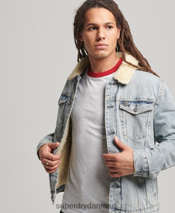 Superdry blå Mænd tøj denim sherpa jakke 868VH4442