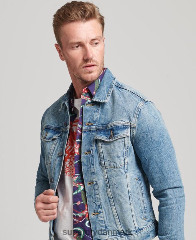 Superdry blå Mænd tøj highwayman trucker jakke 868VH4438