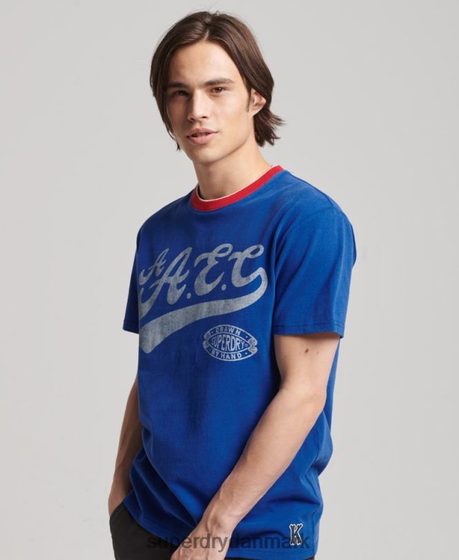 Superdry blå Mænd tøj kollegial t-shirt 868VH4961